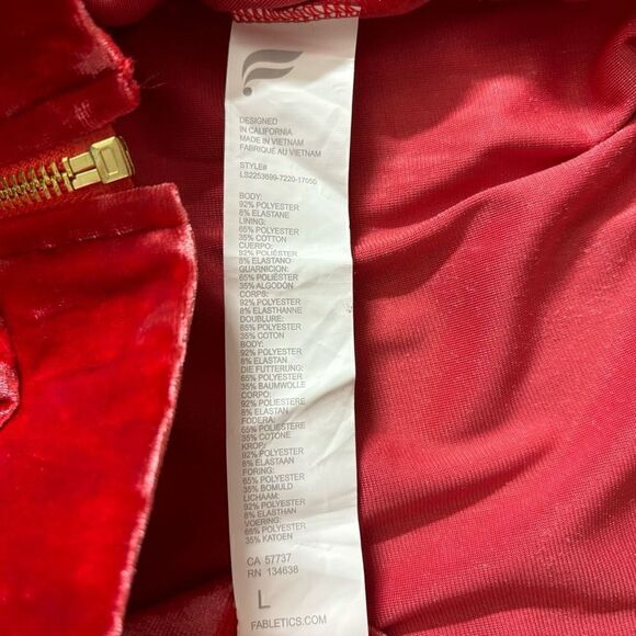 Fabletics Crushed Velour Zip Up Hoodie strawberry red large new - Picture 9 of 15